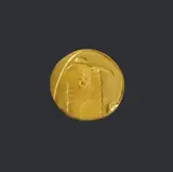 Max Ernst, Oiseau, Reliefierter runder Anhänger. Gold, 23 Karat, 73,4 g. Durchmesser 8,5 cm. Rückseitig auf einer Lasche mit der geprägten Signatur des Künstlers max ernst, der Referenz- und Seriennummer 1733/2871 und der Exemplarnummer; auf dem Anhänger punziert und mit der Marke des Goldschmieds Pierre Hugo versehen. "EXEMPLAIRE D'AUTEUR 2/2" einer Gesamtauflage von 12 Exemplaren nach dem Original-Plastilinmodell des Künstlers von den Goldschmieden Francois und Pierre Hugo geschaffen. - In der Original-Holzschatulle