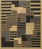 Adolf Fleischmann, Ohne Titel, Collage aus getönten Papieren über Bleistiftvorzeichnung auf leichtem bräunlichen Karton