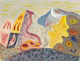 Werner Gilles, Felsen auf Ischia, Aquarell und Deckweiß auf leicht genarbtem Velin