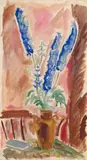Rittersporn in Blumenvase by Erich Heckel, Aquarell über Bleistiftvorzeichnung auf elfenbeinfarbenem, handgeschöpftem Velin, sold Nov 2006