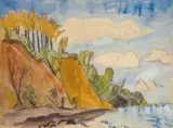 Herbst am Strand by Erich Heckel, Aquarell über Bleistiftvorzeichnung auf elfenbeinfarbenem Bütten, sold Nov 2006