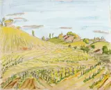 Weinberge bei Bordeaux by Erich Heckel, Aquarell, Bleistift- und Farbkreidezeichnung auf elfenbeinfarbenem Aquarellpapier, sold Nov 2006