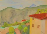 Hermann Hesse, Tessiner Landschaft (Haus vor Berglandschaft)