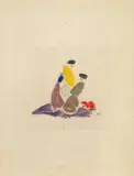 Adolf Hölzel, Figürliche Szene. Anbetung, 2 Papierarbeiten: Farbstiftzeichnung bzw. Graphitstiftzeichnung auf verschiedenen Papieren. Darstellungs- bzw. Blattgrößen