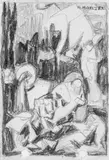 Adolf Hölzel, Bildentwürfe (Figürliche Kompositionen), 5 Graphitzeichnungen auf einfachem Werkdruckpapier jeweils