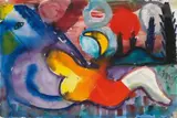 Ida Kerkovius, Liegende unter Tannenbäumen, Aquarell- und Wasserfarben auf genarbtem Aquarellbütten