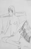 Sitzender weiblicher Akt (Erna) by Ernst Ludwig Kirchner, Bleistiftzeichnung auf chamoisfarbenem glatten Zeichenpapier, sold Nov 2006