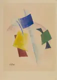 Iwan Wassiljewitsch Kljun, Composition, Gouache über schwacher Bleistiftvorzeichnung auf chamoisfarbenem Velin (Zeichenpapier aus einer Heftung mit leicht unregelmäßig gerissenem rechten Rand)