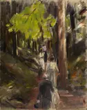Max Liebermann, Waldspaziergang im Harz, Öl auf Leinwand