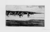 Max Liebermann, Polospiel (Jenisch-Park in Klein Flottbeck), Original-Radierung (Ätzung und Kaltnadel)