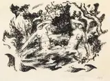 August Macke, Mädchen, im Waldbach badend
