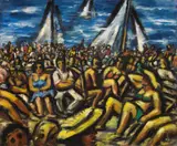 Frans Masereel, Sur la Plage, Öl auf Holz