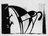 Drei Pferde by Ewald Mataré, Original-Holzschnitt auf Bütten (Wasserzeichen: "CPM FABRIANO ITALY" sowie "FIUME GIANO"), sold Nov 2006