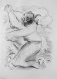 Betende by Ludwig Meidner, Kreidezeichnung in Braun auf einfachem elfenbeinfarbenen Zeichenpapier, sold Nov 2006