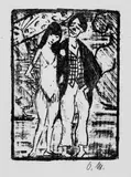Otto Mueller, Zirkuspaar, Original-Lithographie auf glattem Velin