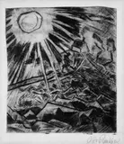 Otto Pankok, Acker, Original-Radierung (Kaltnadel), mit viel Ton gedruckt, auf Velin