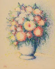 Hippolyte Petitjean, Bouquet de Pivoines, Aquarell über sparsamer Bleistift-Vorzeichnung auf Velin