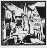 Strasse in Soest by Christian Rohlfs, Original-Linolschnitt auf gelblichem Similijapan, aufgezogen auf Karton, sold Nov 2006
