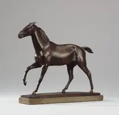 Pferd by Richard Scheibe, Bronzeplastik. Höhe 27,3 cm, auf graubraunen marmorierten Steinsockel, sold Nov 2006