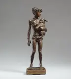 Junge mit Böckchen by Renée Sintenis, Bronzeplastik. Höhe 29 cm. Auf grau-braun gesprenkelten Marmorsockel (, sold Nov 2006