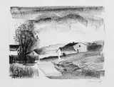 Maurice de Vlaminck, L'Arbre vert I, Original-Lithographie auf gelblichem Japan