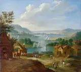 Marc Baets, WEITE FLUSSLANDSCHAFT MIT SEGELBOOTEN., Öl auf Holz