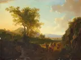 Nachfolge Jan Both, SÜDLICHE BERGLANDSCHAFT MIT REISENDEN., Öl auf Leinwand (doubliert)