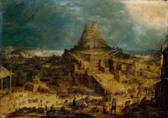 Hendrick van Cleve III, DER TURMBAU ZU BABEL., Öl auf Holz