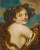Werkstatt Jean-Baptiste Greuze, JUGENDLICHE BACCHANTIN., Öl auf Leinwand