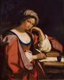 SIBILLA PERSICA by called Il Guercino Giovanni Francesco Barbieri, Öl auf Leinwand, auf Spanplatte aufgezogen, sold Nov 2006