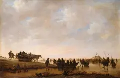 Willem Kool, WINTERLANDSCHAFT MIT EISLÄUFERN., Öl auf Holz (parkettiert)