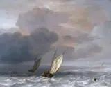 Dutch School, ZWEI FISCHERBOOTE AUF BEWEGTER SEE.
