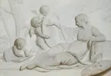 ZWEI SURPORTEN (GRISAILLEN) MIT ALLEGORISCHEN SZENEN. by Heinrich Wilhelm (Hendrik Willem) Schweickhardt, Öl auf Leinwand (doubliert), sold Nov 2006
