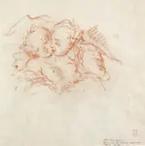 JUNGES LIEBESPAAR. by Werkstatt Jean-Honoré Fragonard, Rötel auf Papier (unter Glas gerahmt), sold Nov 2006