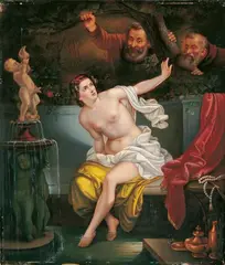 zugeschrieben Moritz Daniel Oppenheim, SUSANNA UND DIE BEIDEN ALTEN., Öl auf Leinwand