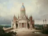 ARCHITEKTURPHANTASIE. by Umkreis Karl Friedrich Schinkel, Öl auf Leinwand, auf Karton aufgezogen, sold Nov 2006