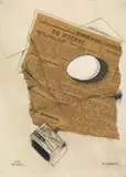 Jurij (Georges) Annenkov, Wave of the Revolution (Po Moskwe - Nach Moskau), Collage aus geknittertem Zeitungspapier und Tuschfeder auf festem genarbten Aquarellpapier
