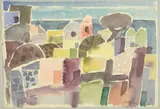 Eduard Bargheer, Forio im Sommer, Aquarell auf genarbtem Aquarellpapier