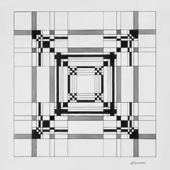 J. Bosman, Geometrische Komposition, Aquarell und Tusche auf chamoisfarbenem Papier
