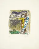 Marc Chagall, Christ à l'Horloge, Original-Farblithographie auf Arches-Velin