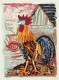 Otto Dix, Hahn (vor der Scheune), Original-Farblithographie