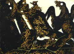 Max Ernst, Barbares marchant vers l'ouest, Öl auf Papier, auf Leinwand