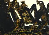 Max Ernst, Barbares marchant vers l'ouest, Öl auf Papier, auf Leinwand