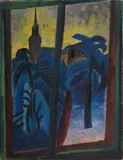 Landschaft: Winterfenster by Conrad Felixmüller, Öl auf Leinwand, sold Jun 2006