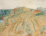 Landschaft mit Olivenbäumen by Erich Heckel, Aquarell über Bleistift auf festem Velin, sold Jun 2006