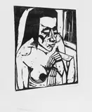 Hockende by Erich Heckel, Original-Holzschnitt (Reiberdruck) auf gelblichem weichen, leicht genarbten Velin, sold Jun 2006