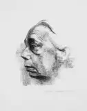 Selbstbildnis im Profil by Käthe Kollwitz, Original-Lithographie auf bräunlichem imitierten Japan, sold Jun 2006