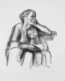 Arbeiterfrau mit schlafendem Jungen by Käthe Kollwitz, Original-Lithographie auf festem gelblichen Velin, sold Jun 2006