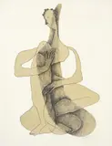 Henri Laurens, Femme Accroupie, Original-Farblithographie in Schwarz und Ocker auf Arches-Velin