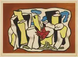 Fernand Léger, L'oiseau rouge dans le bois, Farbradierung (Aquatinta) nach einer Gouache von Léger, von Roger Lacourière ausgeführt. Auf Rives-Velin